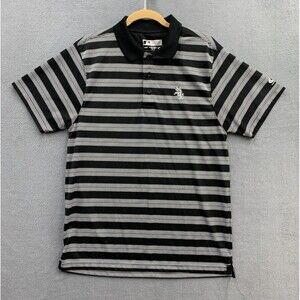 Chicago White Sox Polo Shirt Men Medium Black Gray Striped MLB Baseball Genuine